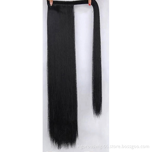 Wholesale Cheapest Blonde Straight Wrap Around Natural Ponytail Piece For Women High Quality Synthetic Hair Extension